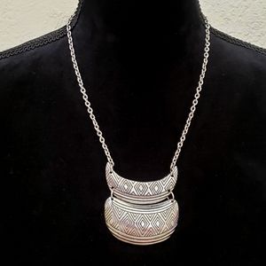 Silver Statement Necklace w/ Aztec Designs